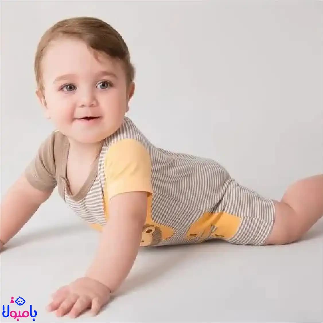 رامپر 100%نخ پنبه نوزادی نیلی طرح شیر — تصویر ۳