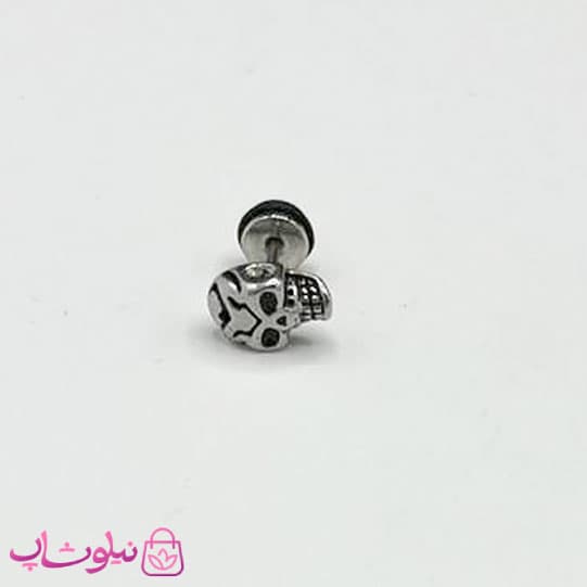 پیرسینگ گوش طرح اسکلت نقره ای کد 40
