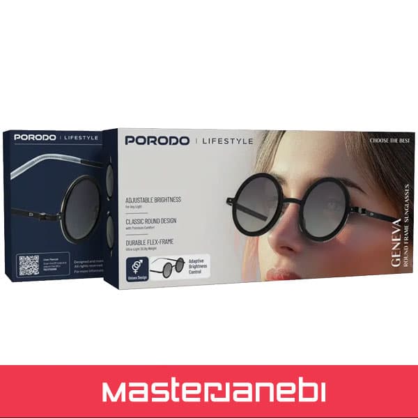 عینک هوشمند پرودو PDLFST5200BK Porodo Lifestyle Geneva Round Frame Sunglasses — تصویر ۳