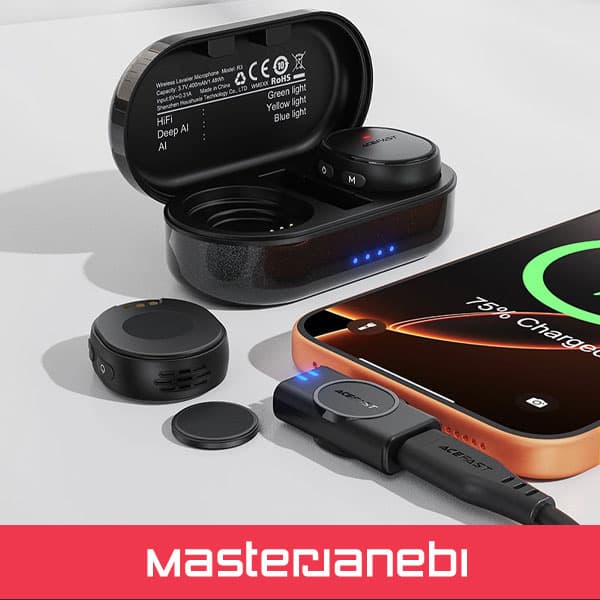 ACEFAST Wireless Magnetic Lavalier Microphones R3 میکروفون بی سیم Type C ایس فست — تصویر ۴