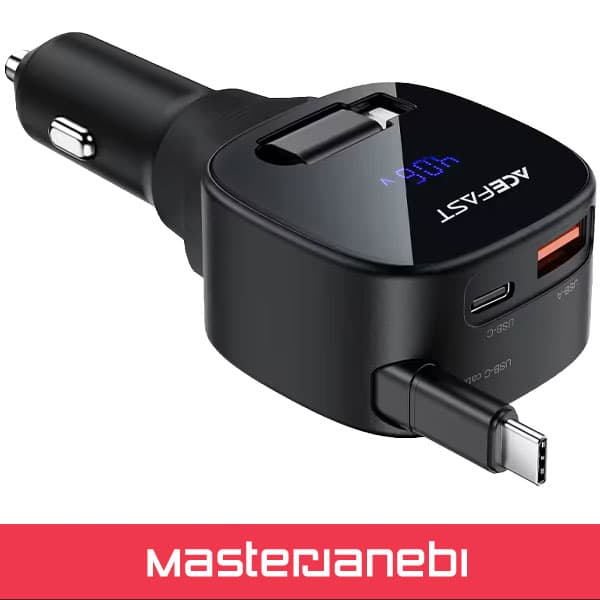 ACEFAST B17 95W Fast Charger شارژر فندکی ایس فست توان 95 وات همراه با کابل متصل — تصویر ۲
