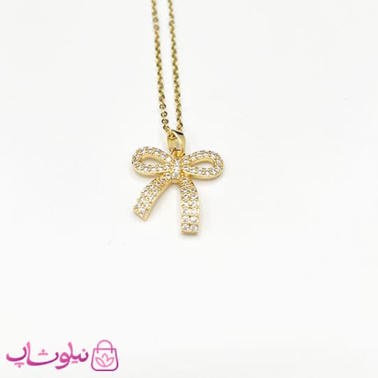 گردنبند زنانه استیل طرح پاپیون طلایی کد 116