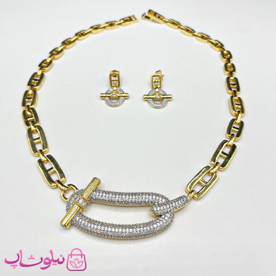 نیم ست زنانه هرمس مدل طلایی نقره ای کد 2250