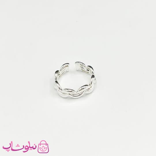 انگشتر زنانه طرح رینگ نیم حلقه ای آبکاری نقره کد 150