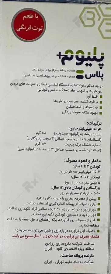 شربت پلیوم پلاس بهشاد دارو حجم 120 میلی لیتر — تصویر ۲