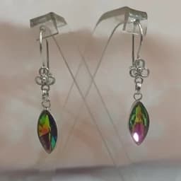 گوشواره نقره نگین هفت رنگ کد 367 عیار 925 — تصویر ۲