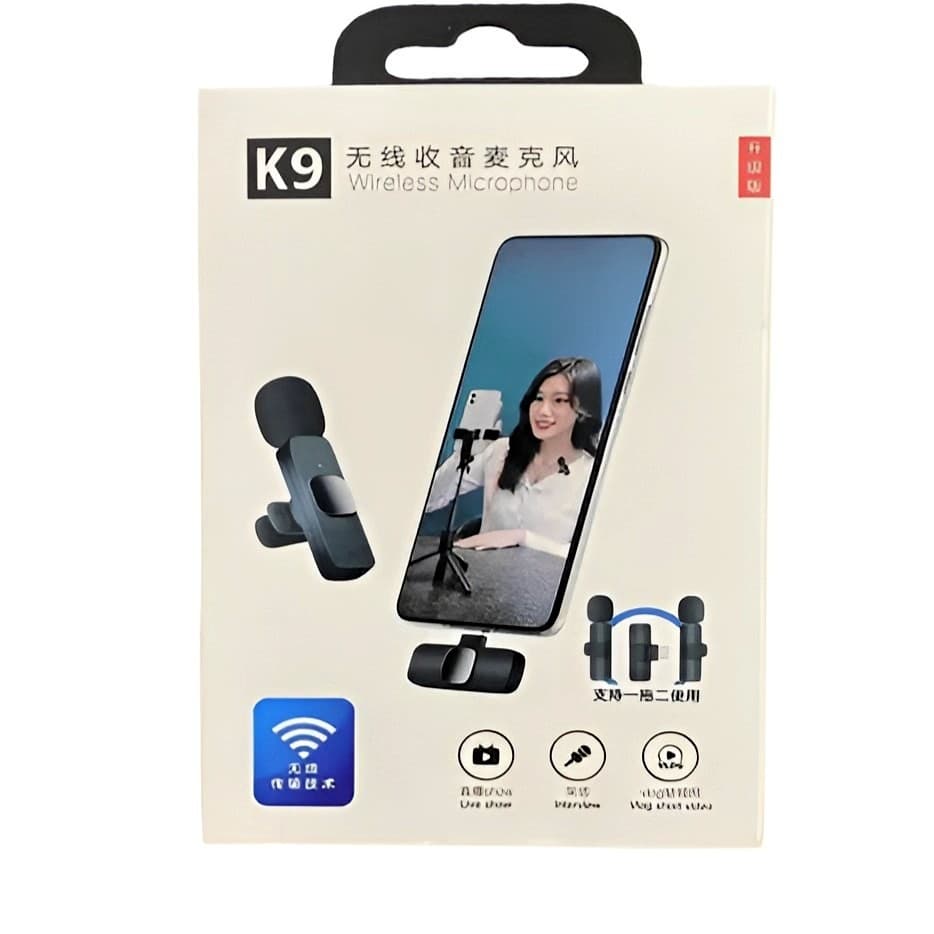 میکروفن یقه ای بی سیم 2 عددی K9 — تصویر ۲