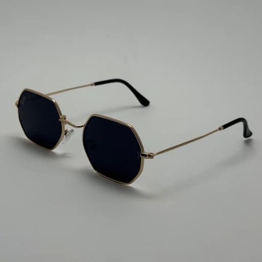 عینک آفتابی ریبن Ray-ban شش ضلعی مشکی طلایی سبک کد RB 3556
