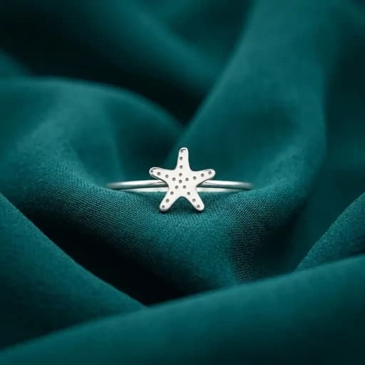 انگشتر نقره مینیمال زنانه با طرح ستاره دریایی