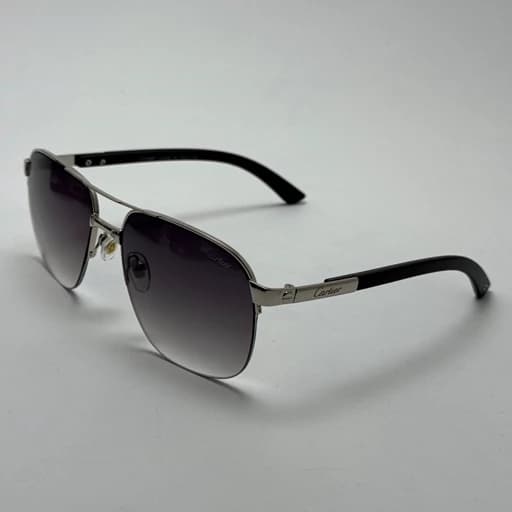 عینک آفتابی مردانه کارتیر Cartier مدل Santos مشکی نقره ای
