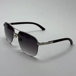 عینک آفتابی مردانه کارتیر Cartier مدل Santos مشکی نقره ای — تصویر ۲