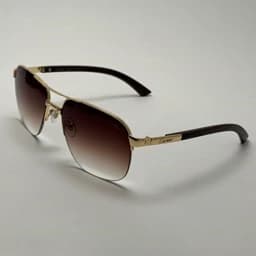 عینک آفتابی مردانه کارتیر Cartier مدل Santos قهوه ای — تصویر ۲