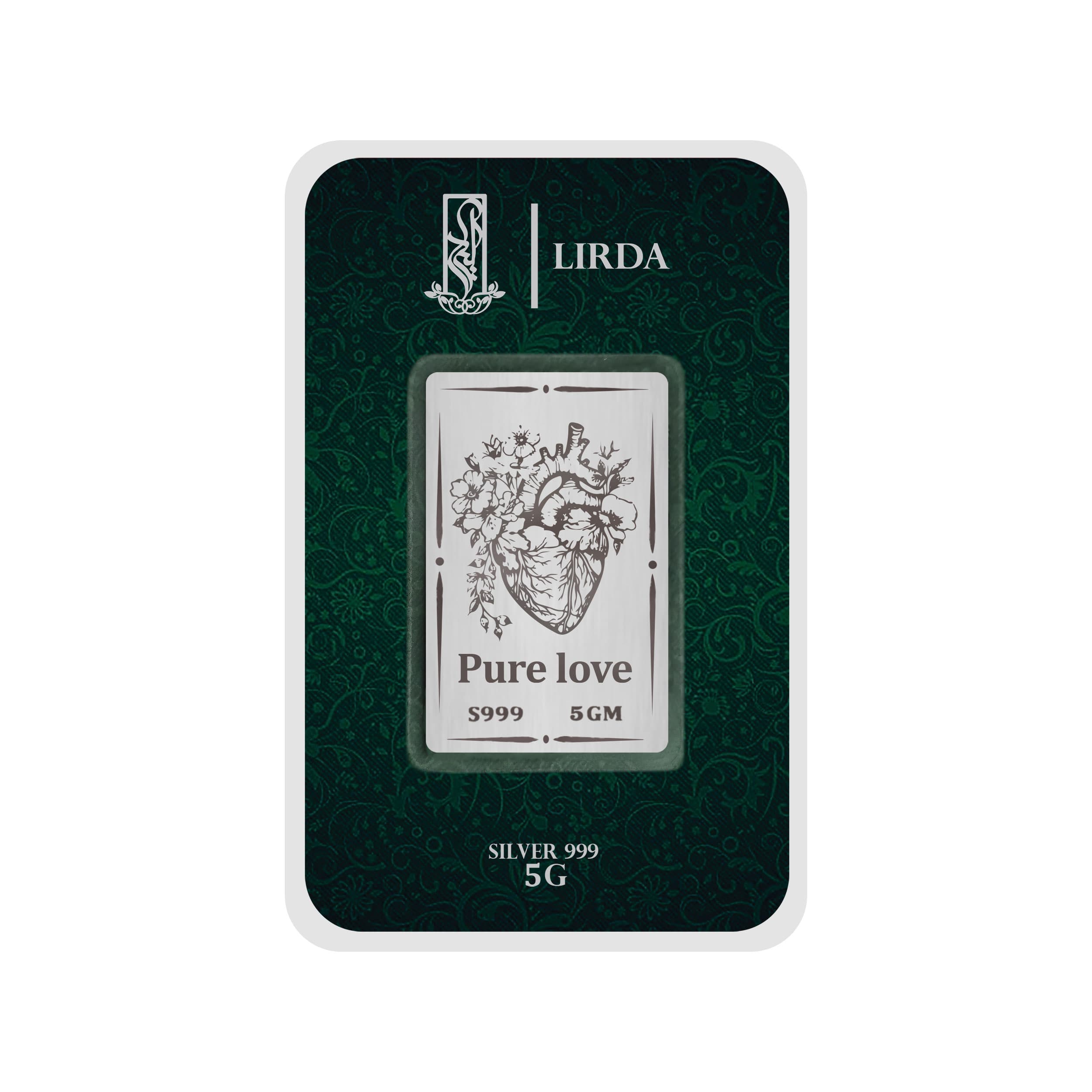 شمش نقره مدل Pure Love قلب و گل 5