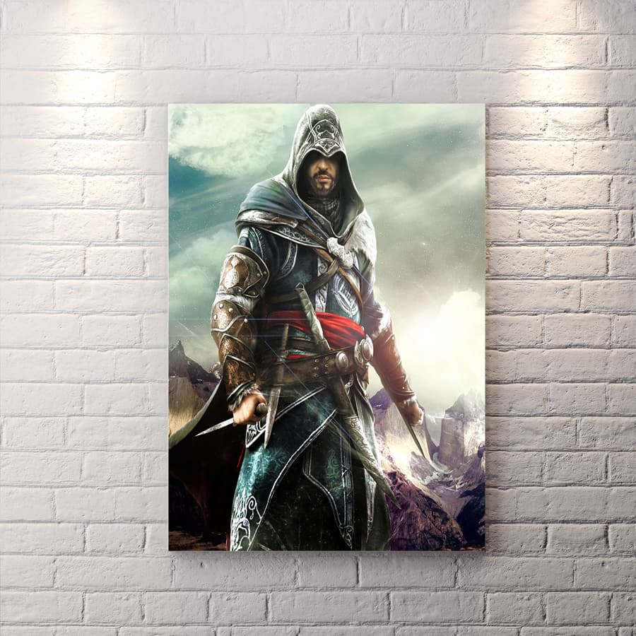 تابلو اتاق گیمینگ بازی assassin’s creed با زمینه غروب آفتاب BAs-9526