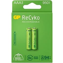 باطری شارژی نیم قلم شارژی جیپی GP مدل ریسایکو 950 میلی آمپر دو عددی کد 8001 — تصویر ۴