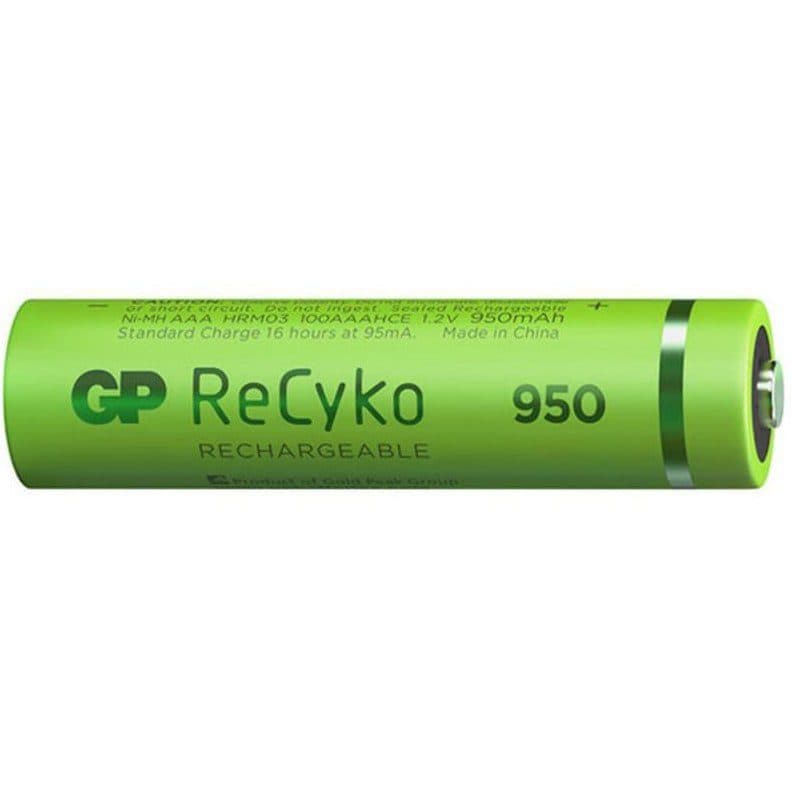 باطری شارژی نیم قلم شارژی جیپی GP مدل ریسایکو 950 میلی آمپر دو عددی کد 8001 — تصویر ۲