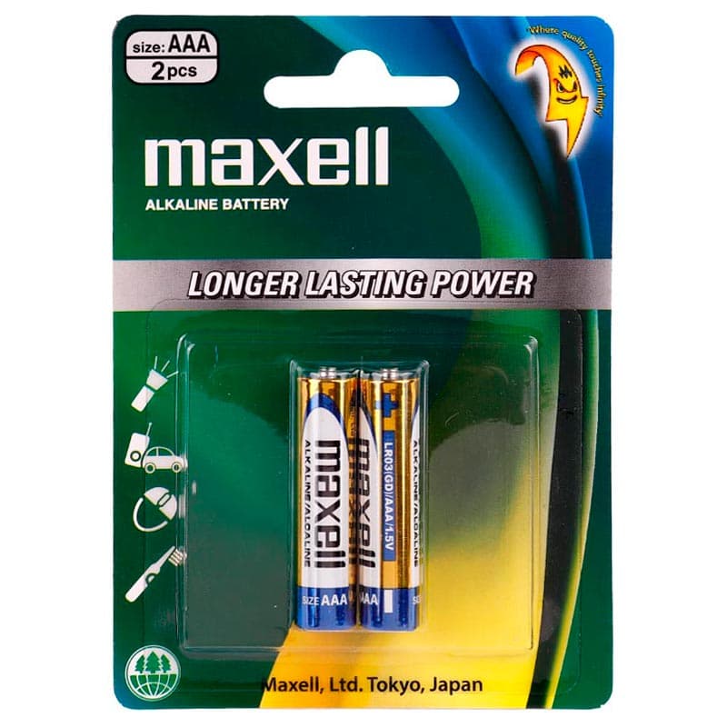 باطری نیم قلم مکسل مدل ALKALINE BATTERY بسته دو عددی کارتی کد 8107 — تصویر ۳