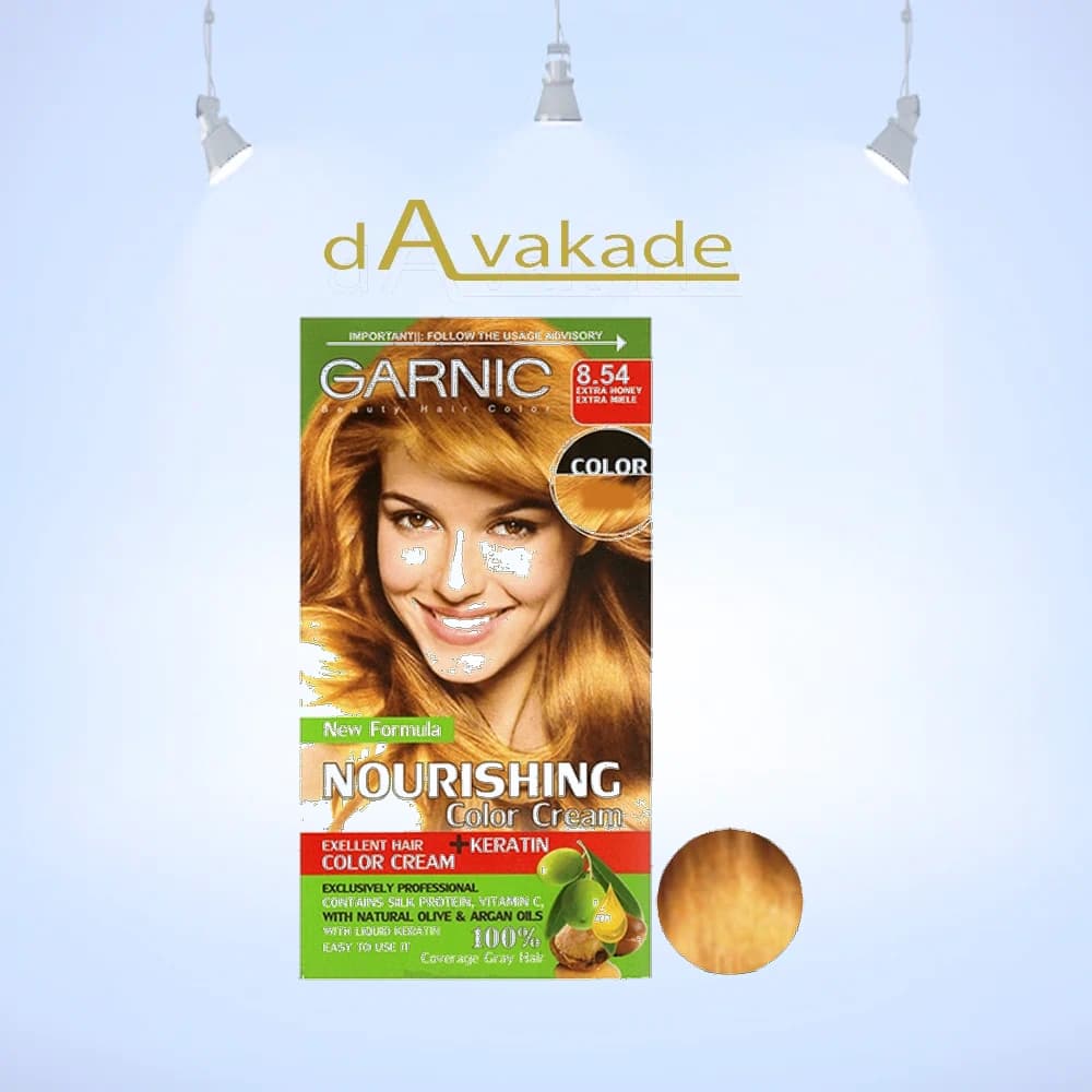 رنگ مو زنانه گارنیک شماره 8.54 | Garnic Hair Color No. 8.54 Golden Light Honey