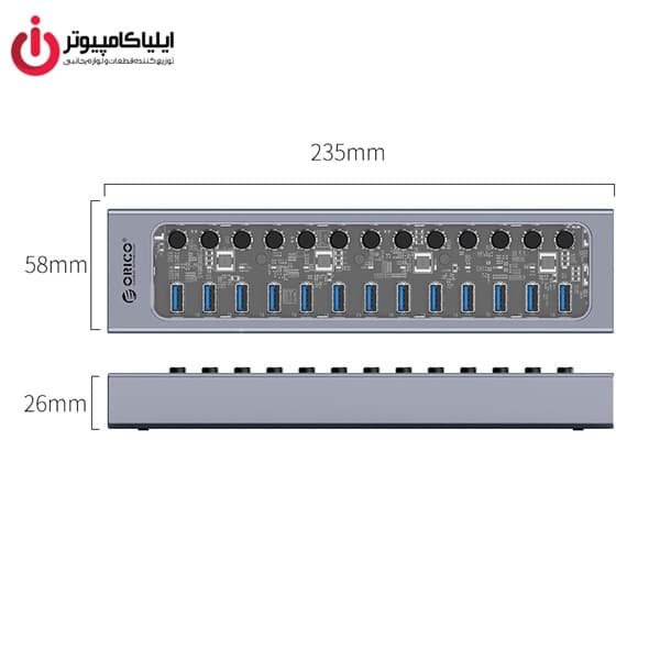 هاب USB3.0 سیزده پورت اوریکو مدل AT2U3-13AB — تصویر ۴