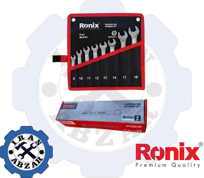 ست آچار یکسر تخت یکسر رینگ رونیکس 8 عددی مدل RH-2157 — تصویر ۵