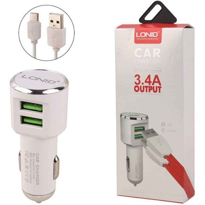 شارژر فندکی Ldnio DL-C29 3.4A 17W همراه کابل تایپ سی کدK17390 — تصویر ۲