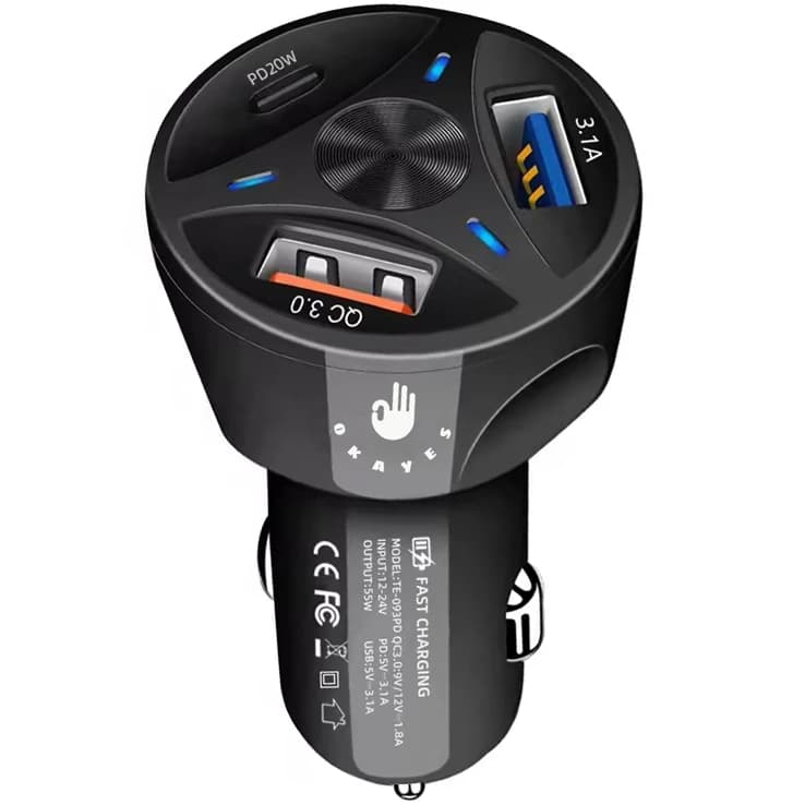 شارژر فندکی مدل QC3.0 Charger-PD-55W کد K17158 — تصویر ۲