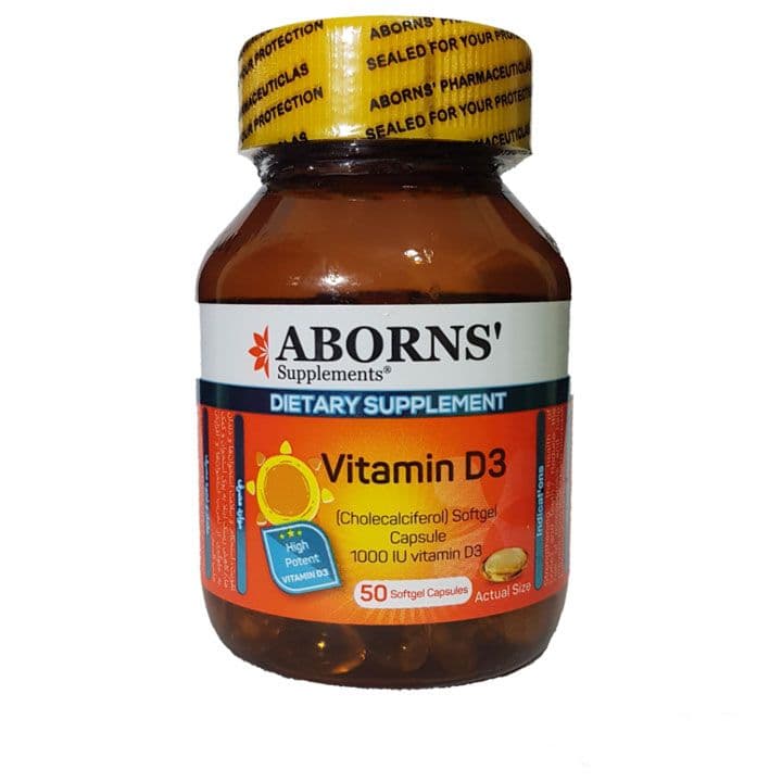 سافت ژل ویتامین د۳ ۱۰۰۰ واحدی ابورنز ۵۰ عددی Aborns Vitamin D3 1000 IU 50 Softgels