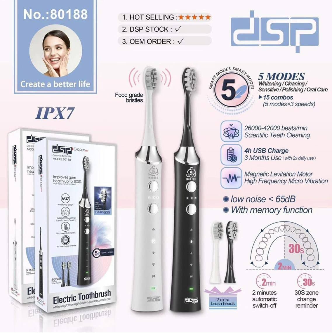 مسواک برقی شارژی DSP مدل 80188