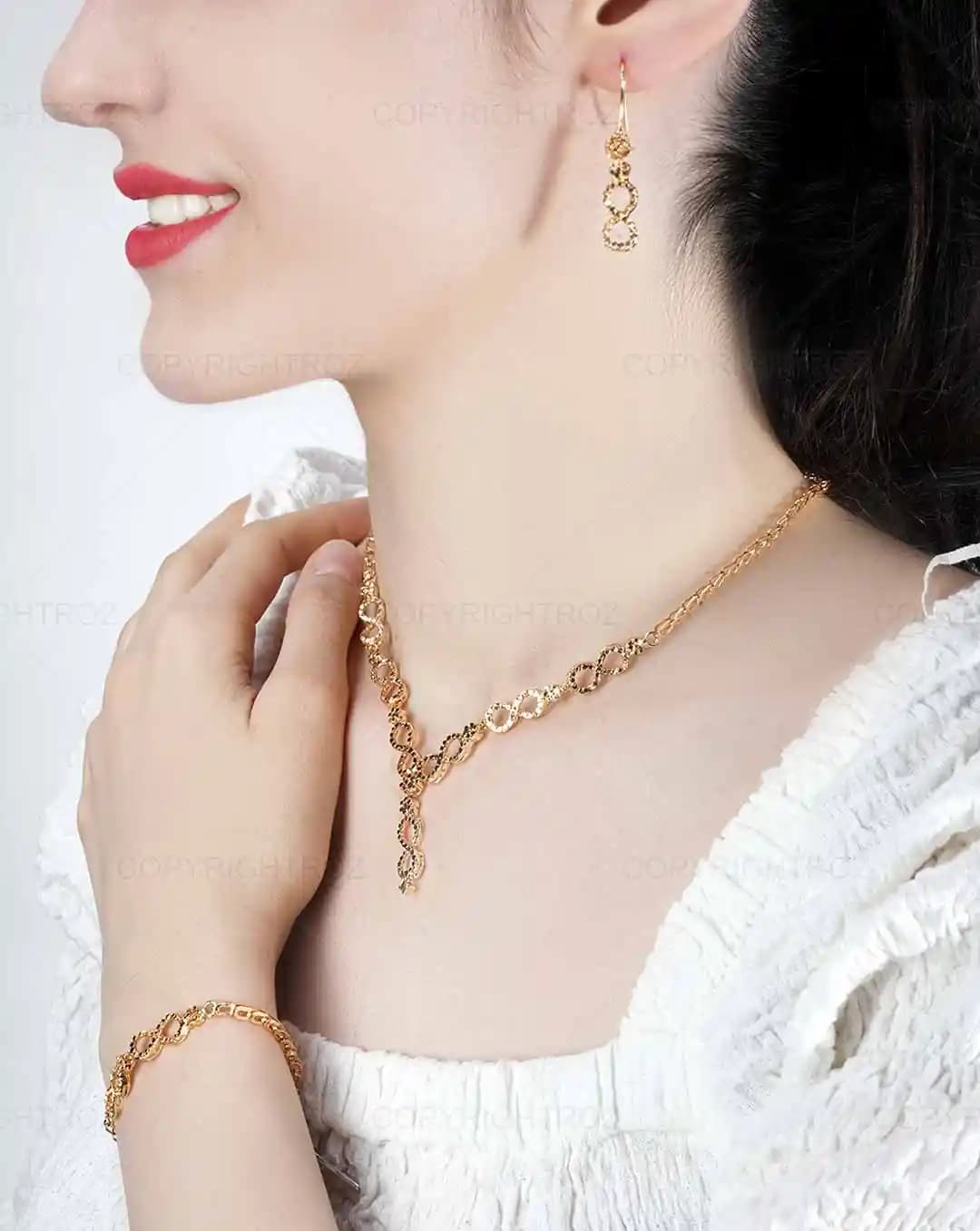 ست دستبند،گوشواره و گردنبند زنانه مدل 1607 — تصویر ۲