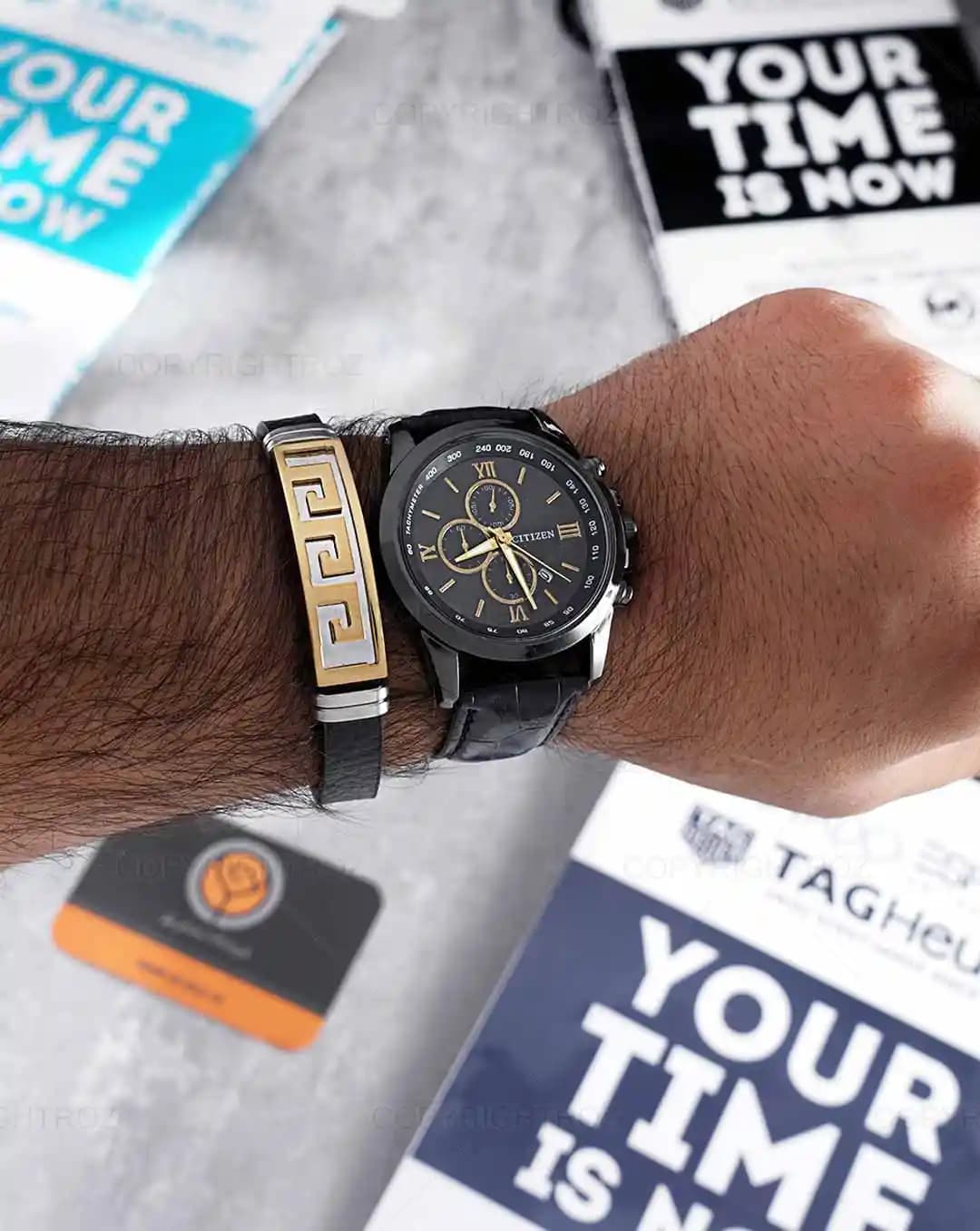ست ساعت مچی و دستبند مردانه سیتیزن CITIZEN مدل 1602 — تصویر ۲