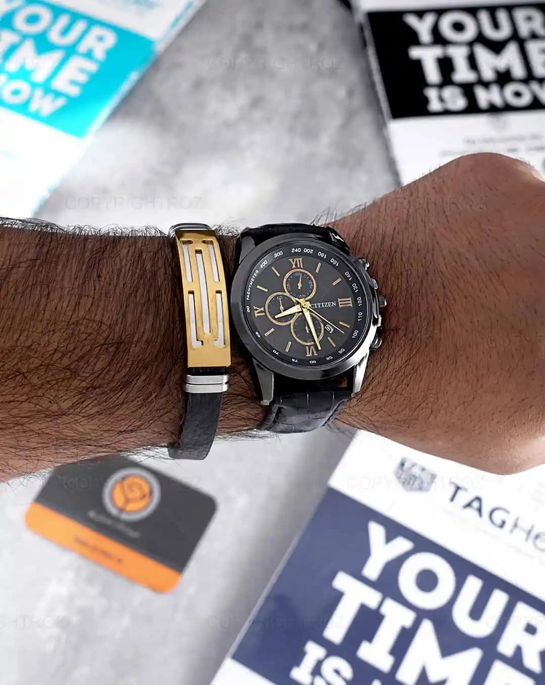 ست ساعت مچی و دستبند مردانه سیتیزن CITIZEN مدل 1602 — تصویر ۴