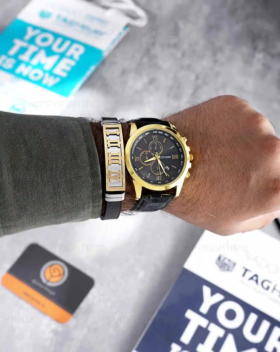 ست ساعت مچی و دستبند مردانه سیتیزن CITIZEN مدل 1597 — تصویر ۵