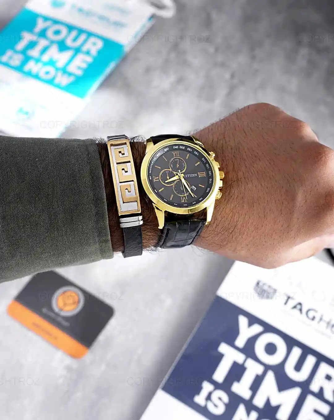 ست ساعت مچی و دستبند مردانه سیتیزن CITIZEN مدل 1597 — تصویر ۲