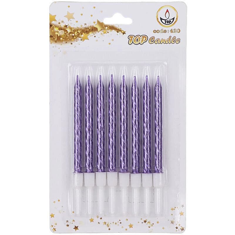 شمع تولد پیچی متالیک تاپ کندل کد 420 بسته 8 عددی