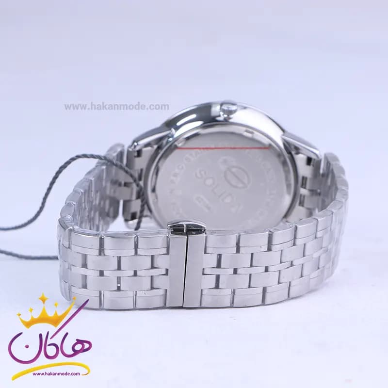 ساعت مچی سولیدا مردانه فلزی نقره ای صفحه مشکی G2134/4 — تصویر ۶