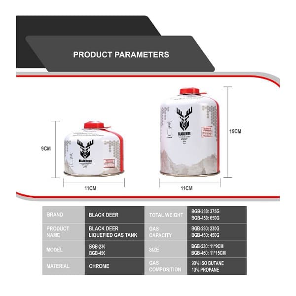 کپسول گاز بلک دیر Black Deer 230g — تصویر ۶