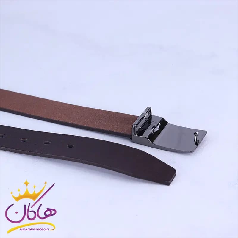 کمربند چرم طبیعی مردانه قهوه ای Cartier — تصویر ۳