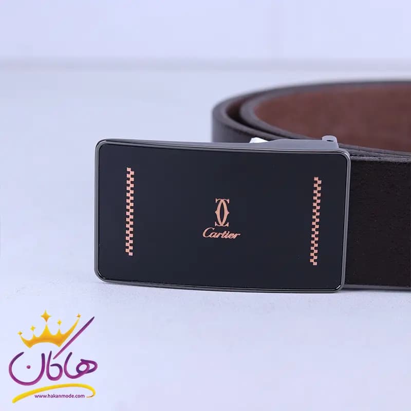 کمربند چرم طبیعی مردانه قهوه ای Cartier — تصویر ۲