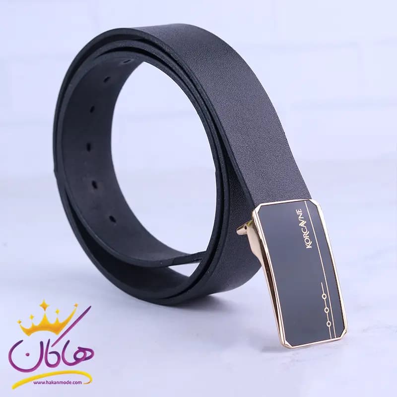 کمربند چرم طبیعی مردانه مشکی KORCAVNE