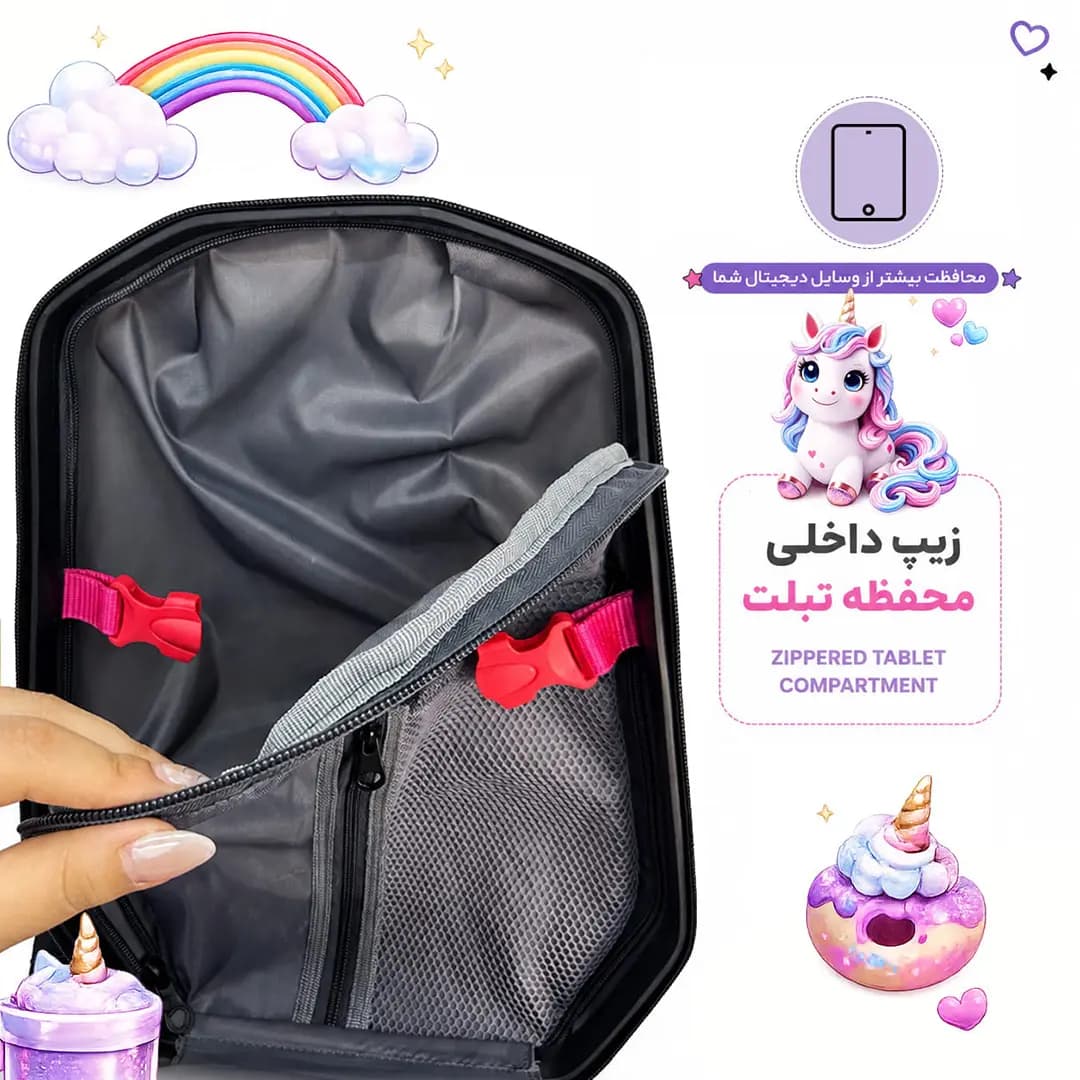 کوله پشتی مدرسه مارینوکس مارول طرح اسب تک شاخ — تصویر ۸