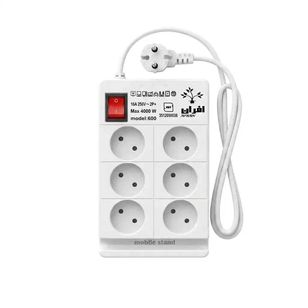 چندراهی برق ۶ خانه افران الکتریک مدل 600 (بدنه پلی‌کربنات + استند موبایل)