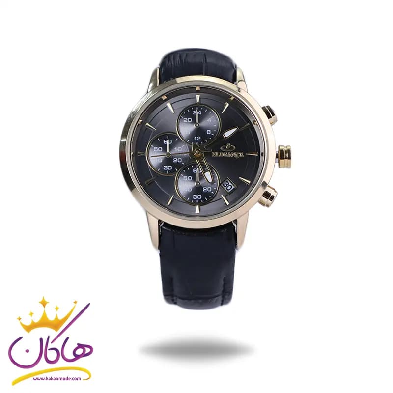 ساعت مچی عقربه ای الگانس زنانه بند چرم مشکی قاب طلایی L2095/9