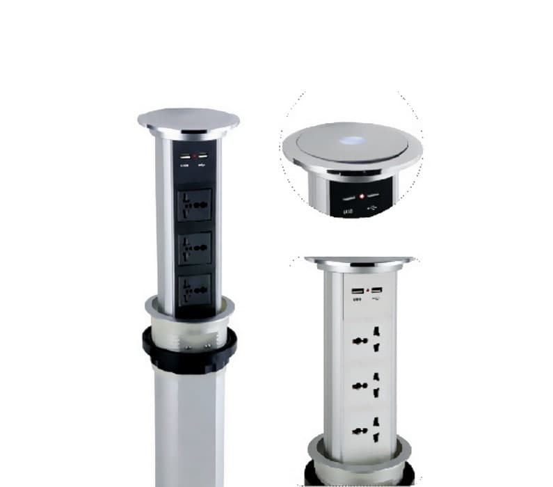 پریز برق لیفت آپ برقی با دکمه تاچ (2 سوکت برق و 2 پورت USB) فانتونی کد N372