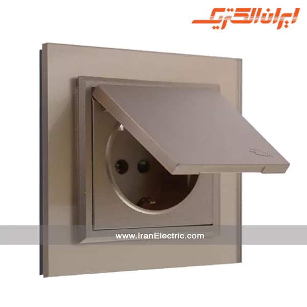 پریز برق ارت درب دار پلکسی بژ