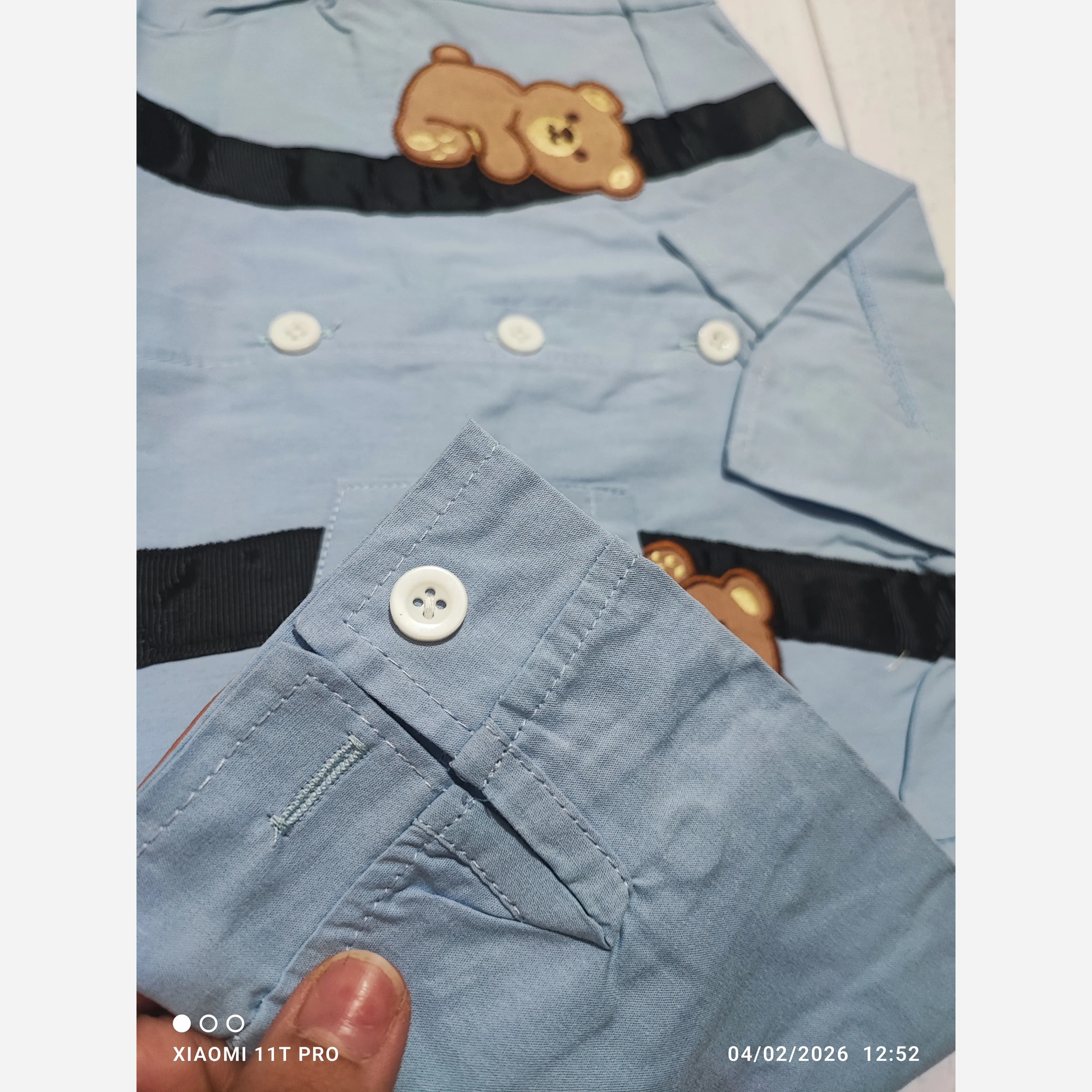 ست پیراهن و شلوار کبریتی بچگانه طرح خرس Happy Bear — تصویر ۳