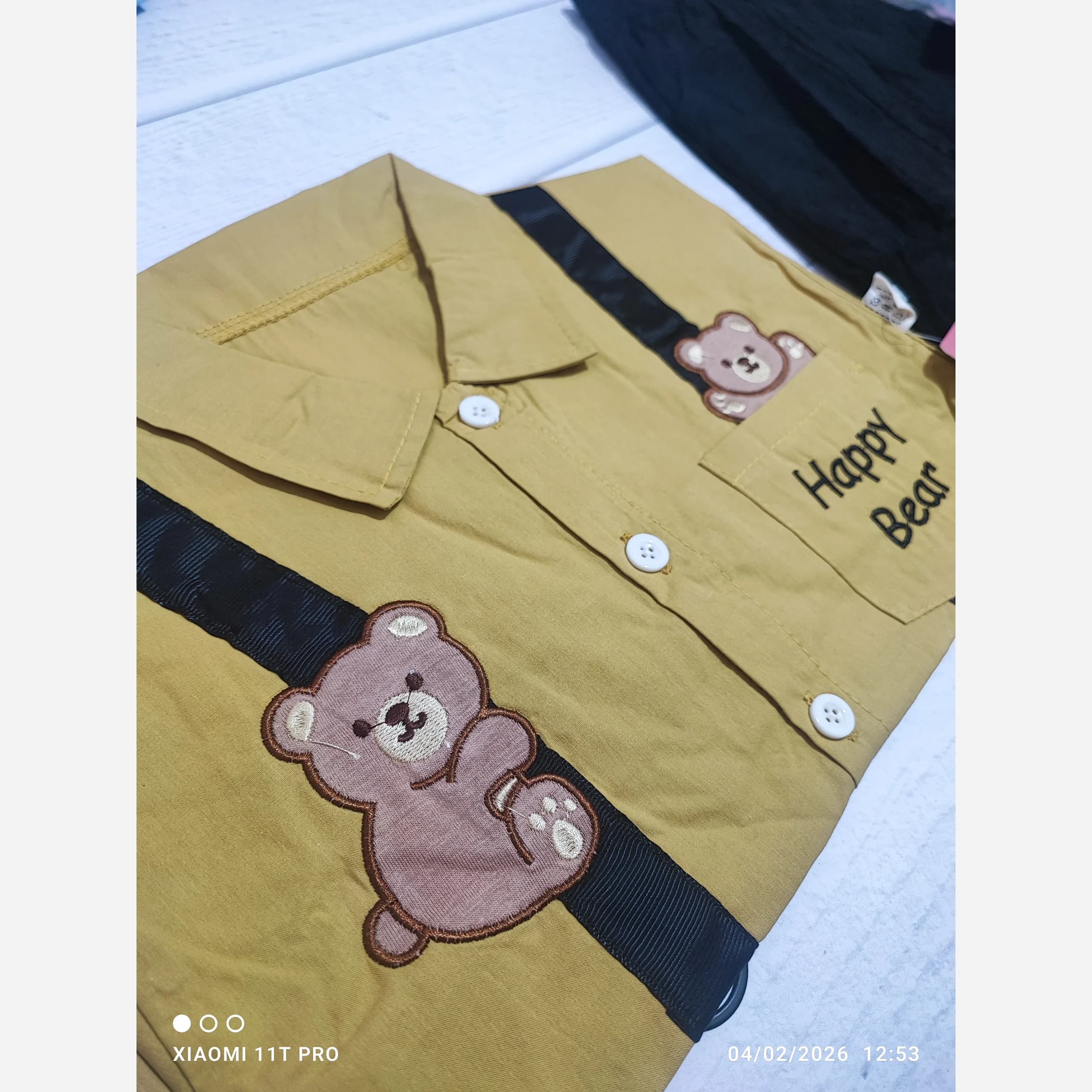 ست پیراهن و شلوار کبریتی بچگانه طرح خرس Happy Bear — تصویر ۷
