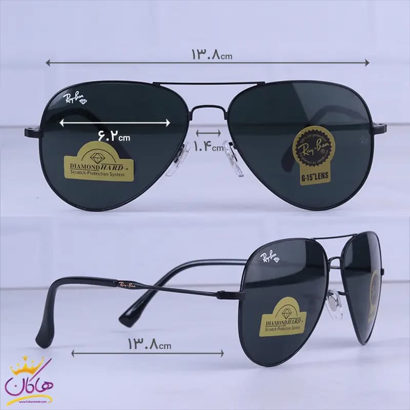عینک آفتابی ری بن مردانه فلزی مشکی RB 3026 F/3 — تصویر ۲