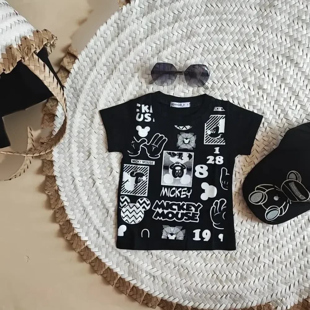تیشرت نخی بچگانه طرح میکی موس و حروف لاتین سایز 35 و 40 — تصویر ۴