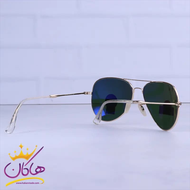 عینک آفتابی ری بن مردانه فلزی طلایی شیشه سبز RB 3026 F /2 — تصویر ۳