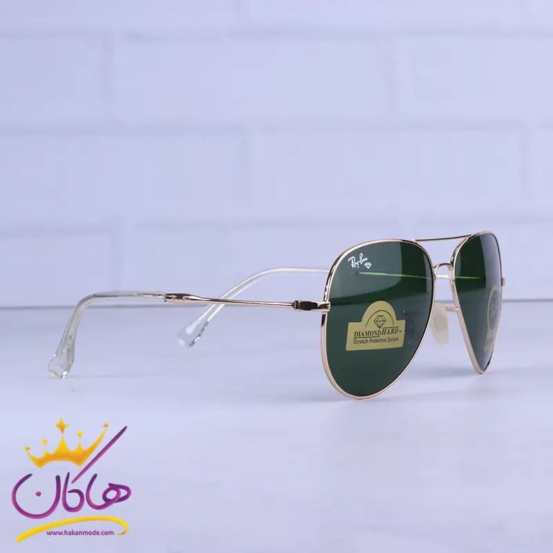 عینک آفتابی ری بن مردانه فلزی طلایی شیشه سبز RB 3026 F /2 — تصویر ۴